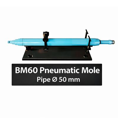 BM60 50mm 파이프 지름의 Pneumatic Impact Mole 2.2-3.3 Hz 충격 주파수 및 0.4-0.8 MPa 공기 압력